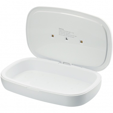 Logotrade Werbeartikel das Foto: Capsule UV Smartphone Sterilisator mit kabellosem 5 W Ladepad