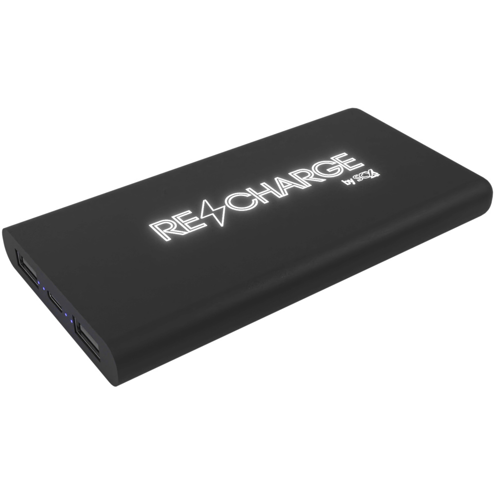 Logotrade Werbegeschenke das Foto: SCX.design P40 10.000 mAh kabellose Powerbank mit Leuchtlogo
