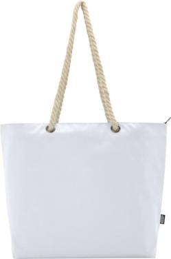 Logotrade Werbeartikel das Foto: Panama Strandkühltasche mit Kordelgriffen aus recyceltem GRS-Material