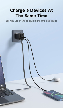 Logotrade Werbegeschenke das Foto: Urban Vitamin Mendocino 65W GaN-Charger mit einziehb. Kabel