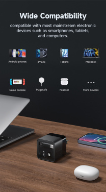 Logotrade Logogeschenke das Foto: Urban Vitamin Mendocino 65W GaN-Charger mit einziehb. Kabel