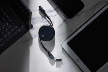 Logotrade Logogeschenke das Foto: Terra ausziehbares 240W 2-in-1 Kabel aus RCS rec. Aluminium