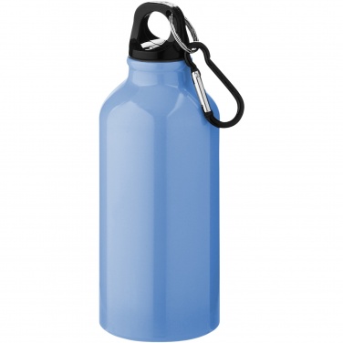 Logo trade promotional item photo of: Oregon 400 ml aluminium water bottle with carabiner