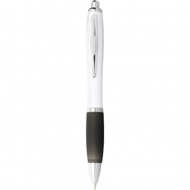 Logo trade advertising products image of: Nash ballpoint pen with white barrel and coloured grip