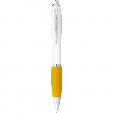 Logotrade promotional item image of: Nash ballpoint pen with white barrel and coloured grip