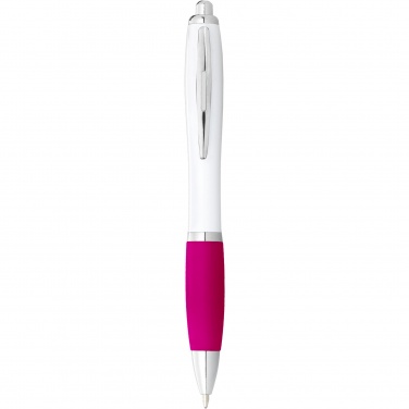 Logotrade promotional items photo of: Nash ballpoint pen with white barrel and coloured grip