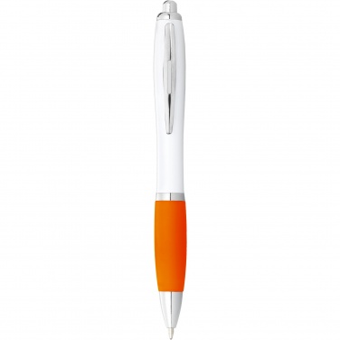 Logo trade promotional merchandise photo of: Nash ballpoint pen with white barrel and coloured grip