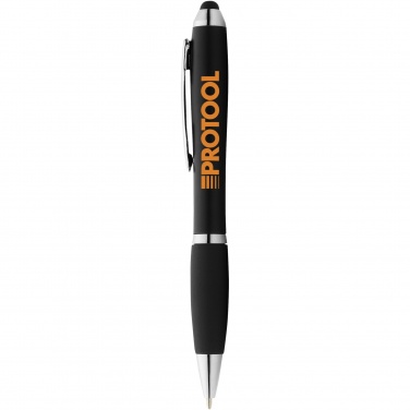Logo trade business gifts image of: Nash coloured stylus ballpoint pen with black grip