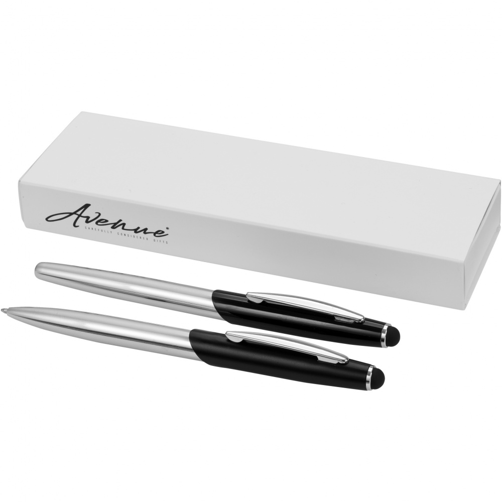 Logo trade advertising products image of: Geneva stylus ballpoint pen and rollerball pen set