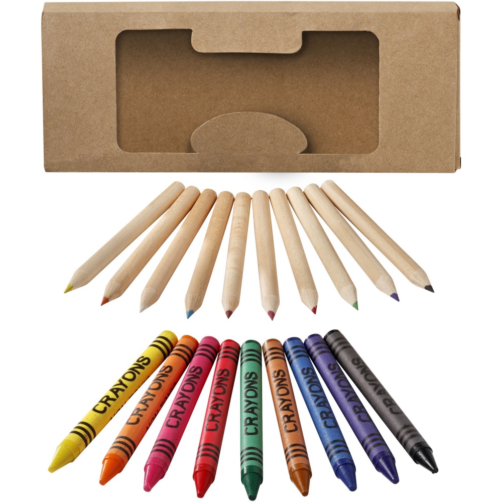 Logo trade corporate gifts image of: Lucky 19-piece coloured pencil and crayon set