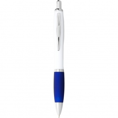 Logo trade promotional merchandise image of: Nash ballpoint pen white barrel and coloured grip