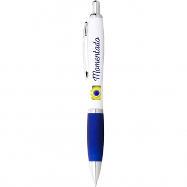 Logo trade promotional giveaways image of: Nash ballpoint pen white barrel and coloured grip