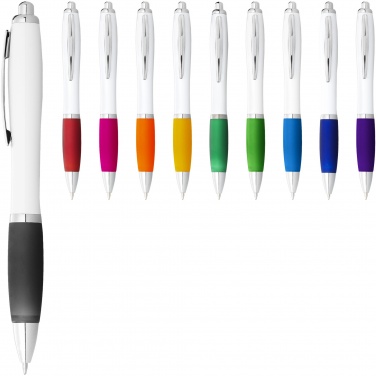 Logo trade promotional gifts picture of: Nash ballpoint pen white barrel and coloured grip