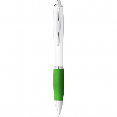 Logo trade corporate gifts picture of: Nash ballpoint pen white barrel and coloured grip