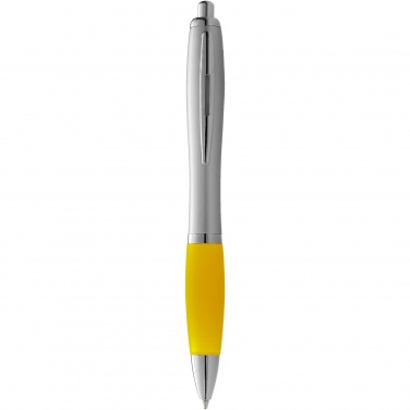 Logo trade promotional product photo of: Nash ballpoint pen silver barrel and coloured grip