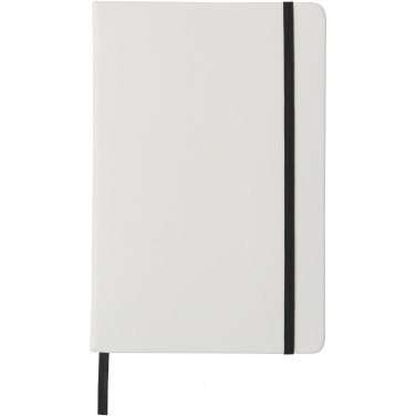 Logo trade promotional gifts image of: Spectrum A5 white notebook with coloured strap