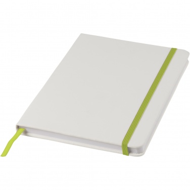 Logotrade promotional item image of: Spectrum A5 white notebook with coloured strap