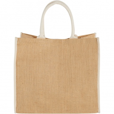 Logo trade promotional items image of: Harry coloured edge jute tote bag 25L