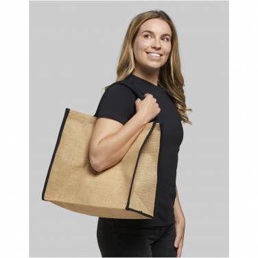 Logo trade promotional giveaways image of: Harry coloured edge jute tote bag 25L