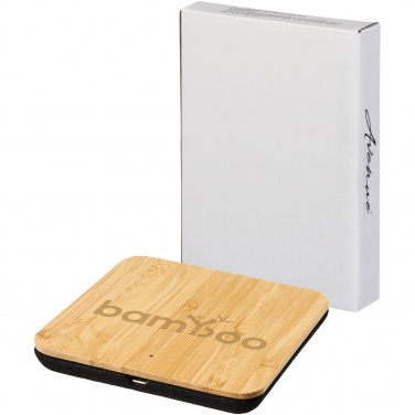 Logotrade promotional product image of: Leaf 5W bamboo and fabric wireless charging pad