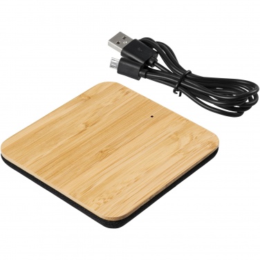 Logo trade promotional merchandise photo of: Leaf 5W bamboo and fabric wireless charging pad