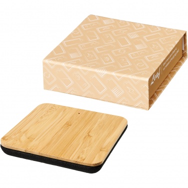 Logotrade promotional giveaway image of: Leaf 5W bamboo and fabric wireless charging pad