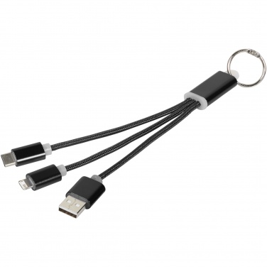 Logo trade promotional giveaways picture of: Metal 3-in-1 charging cable with keychain