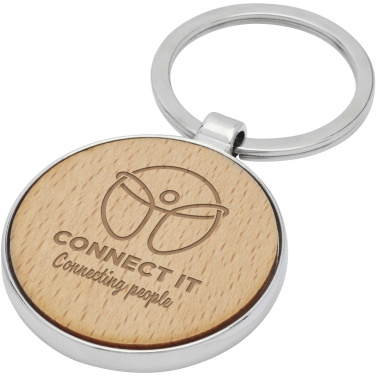 Logo trade business gift photo of: Moreno beech wood round keychain