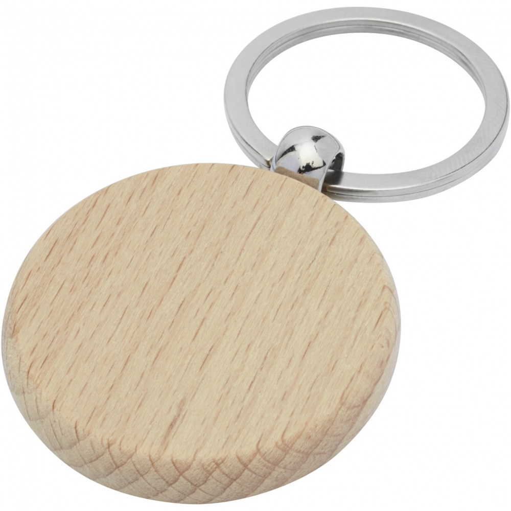 Logo trade advertising product photo of: Giovanni beech wood round keychain