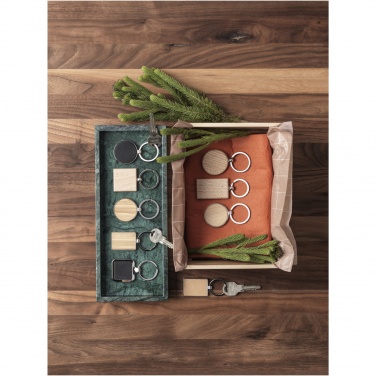Logo trade promotional giveaways image of: Gioia beech wood squared keychain