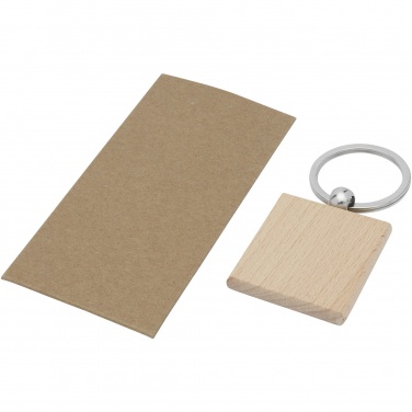 Logo trade promotional gift photo of: Gioia beech wood squared keychain