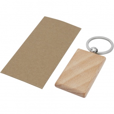 Logotrade promotional item picture of: Gian beech wood rectangular keychain