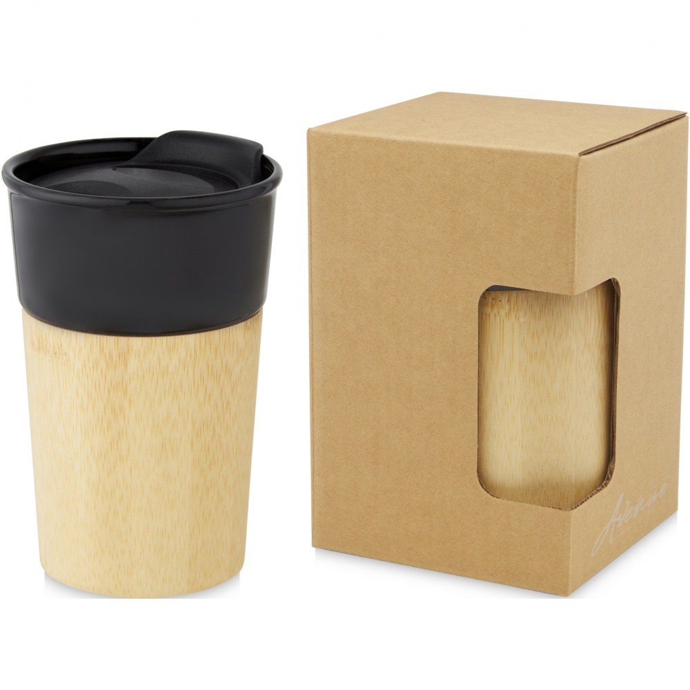 Logo trade business gifts image of: Pereira 320 ml porcelain mug with bamboo outer wall