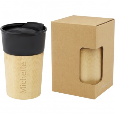 Logo trade advertising products picture of: Pereira 320 ml porcelain mug with bamboo outer wall