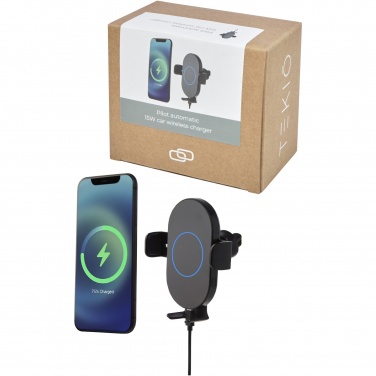 Logo trade business gifts image of: Pilot 15W wireless automatic car charger 