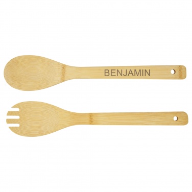 Logo trade business gifts image of: Argulls bamboo salad bowl and tools