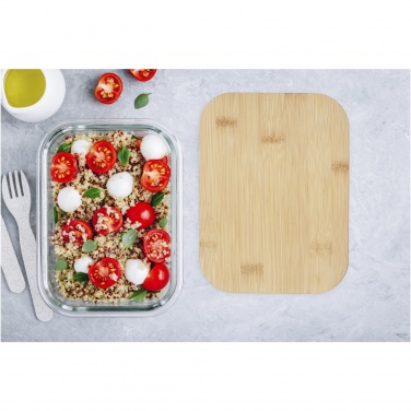 Logo trade promotional items image of: Roby glass lunch box with bamboo lid