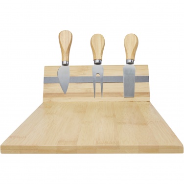 Logotrade promotional gift picture of: Mancheg bamboo magnetic cheese board and tools