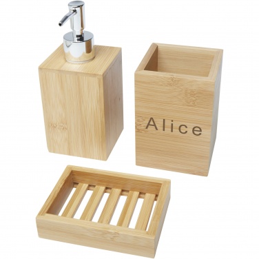 Logo trade promotional giveaway photo of: Hedon 3-piece bamboo bathroom set