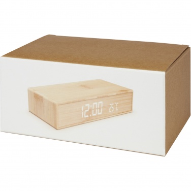 Logo trade corporate gifts picture of: Minata bamboo wireless charger with clock