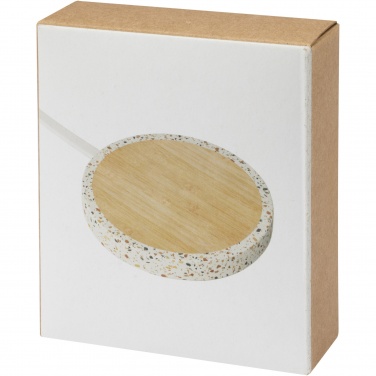 Logo trade promotional giveaways picture of: Terrazzo 10W wireless bamboo charging pad