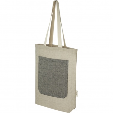 Logo trade promotional merchandise image of: Pheebs 150 g/m² recycled cotton tote bag with front pocket 9L