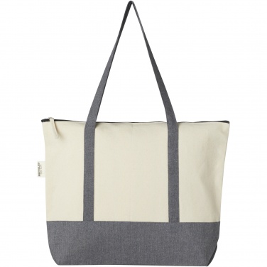Logo trade promotional gifts picture of: Repose 320 g/m² recycled cotton zippered tote bag 10L