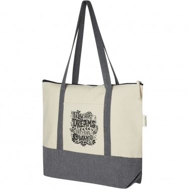 Logotrade promotional giveaway image of: Repose 320 g/m² recycled cotton zippered tote bag 10L