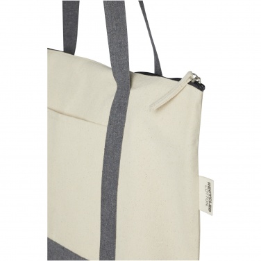 Logo trade advertising product photo of: Repose 320 g/m² recycled cotton zippered tote bag 10L