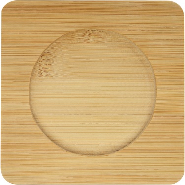 Logotrade promotional item picture of: Manti 2-piece 350 ml double-wall glass cup with bamboo coaster 