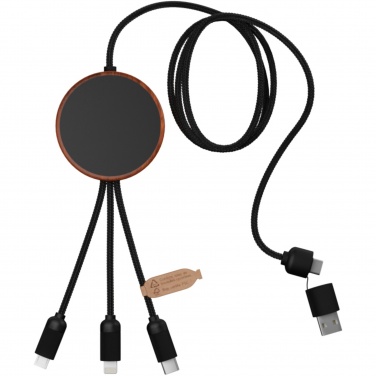 Logotrade business gift image of: SCX.design C40 5-in-1 rPET light-up logo charging cable and 10W charging pad