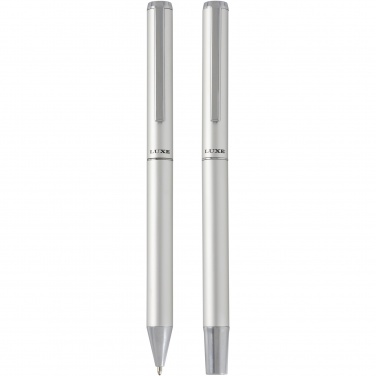 Logotrade corporate gift picture of: Lucetto recycled aluminium ballpoint and rollerball pen gift set