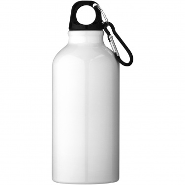 Logo trade business gifts image of: Oregon 400 ml RCS certified recycled aluminium water bottle with carabiner
