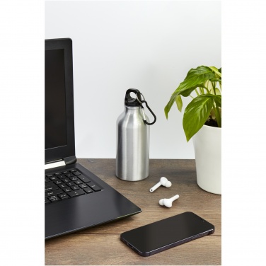 Logo trade corporate gifts picture of: Oregon 400 ml RCS certified recycled aluminium water bottle with carabiner